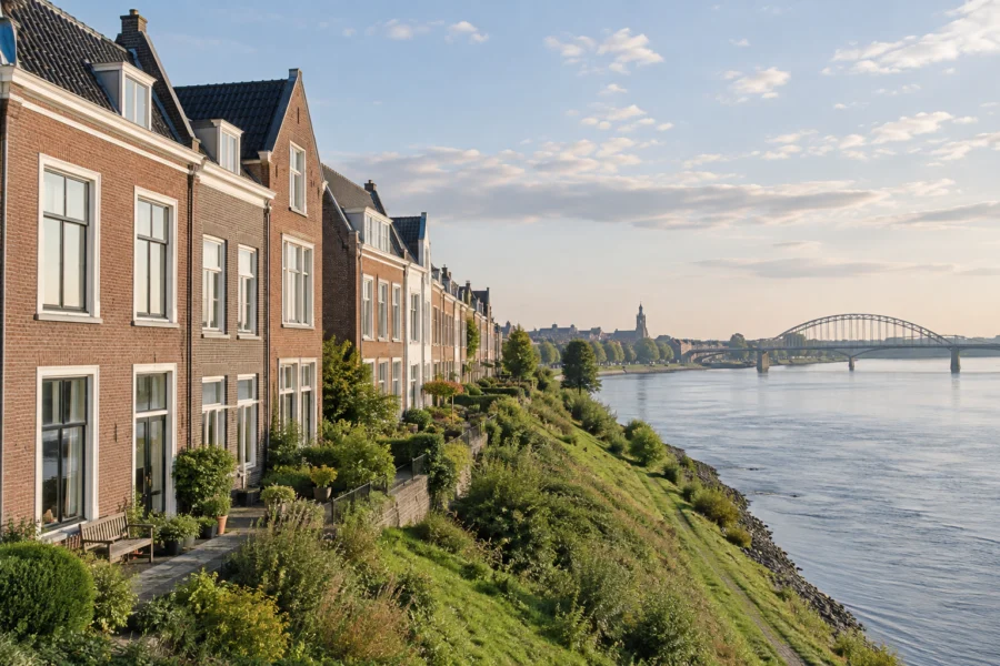 Gegenereerd sfeerbeeld van woningen, geïnspireerd op Nijmegen